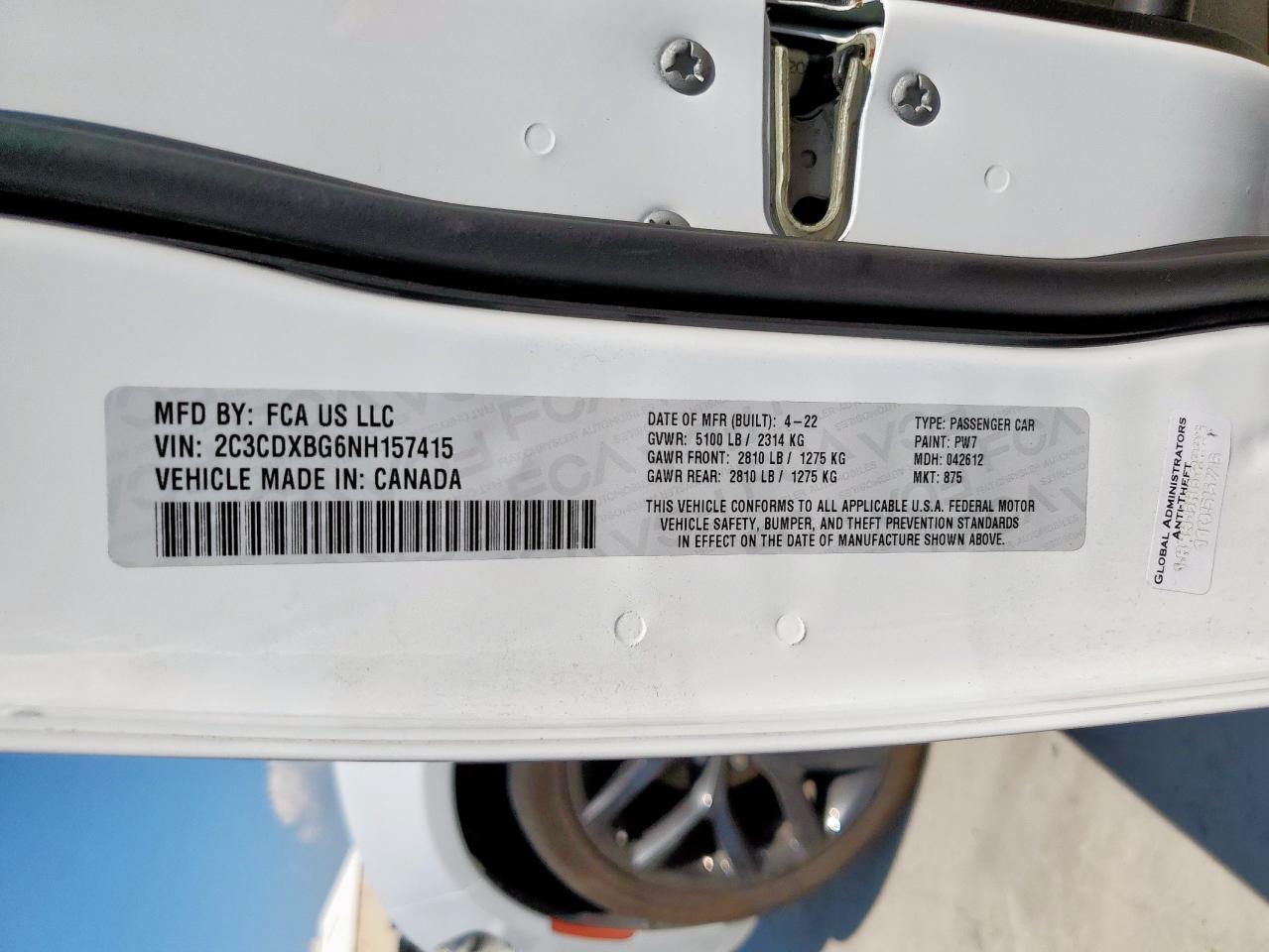 2022 Dodge Charger Sxt VIN: 2C3CDXBG6NH157415 Lot: 84982265