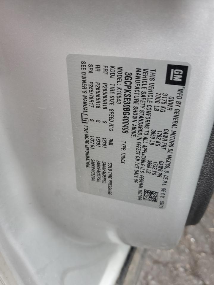 2011 Chevrolet Silverado K1500 Lt VIN: 3GCPKSE30BG400498 Lot: 81933815