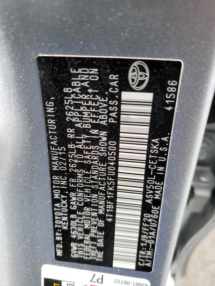 2015 Toyota Camry Le VIN: 4T1BF1FK5FU040500 Lot: 86327645