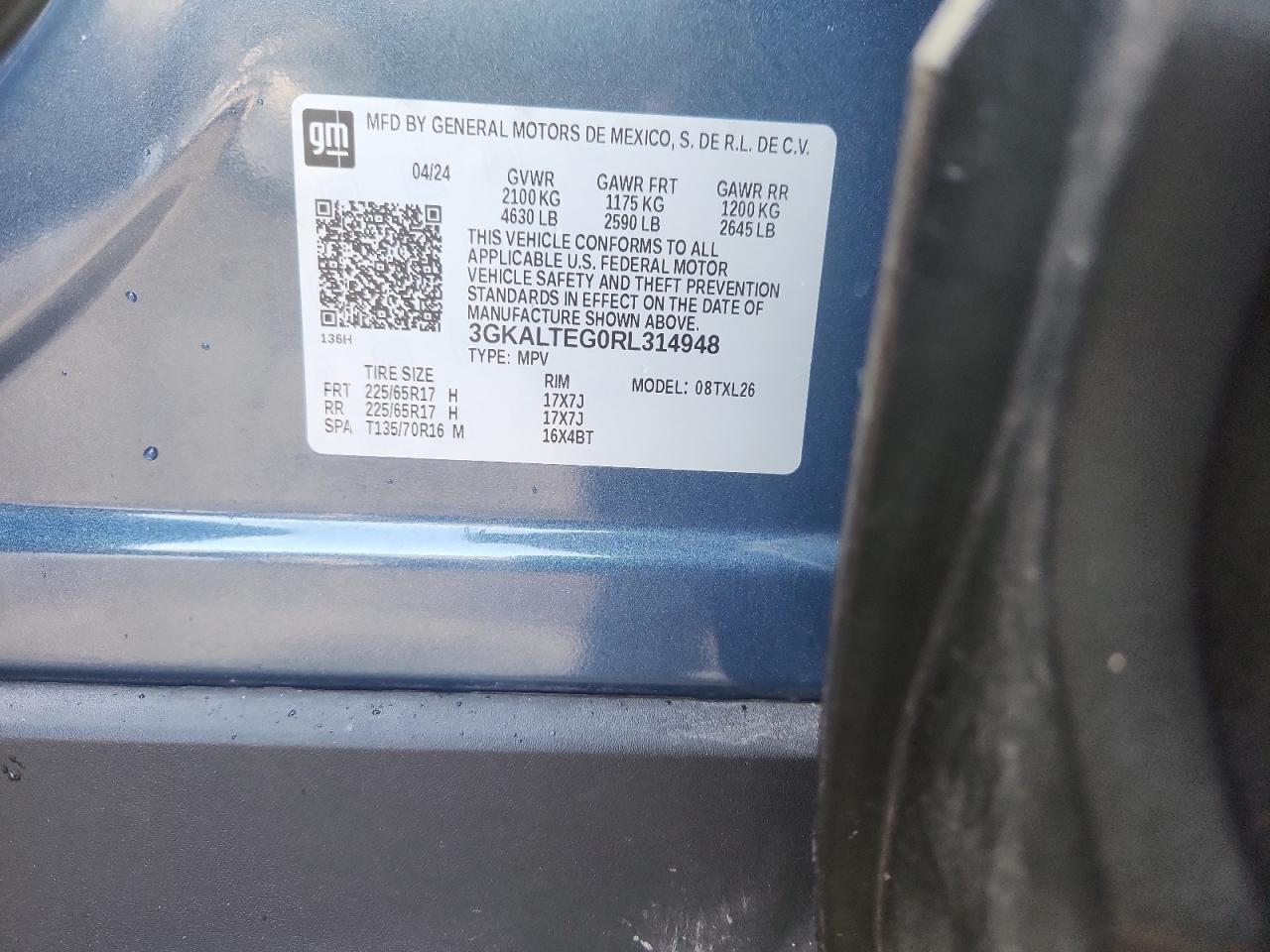 2024 GMC Terrain Sle VIN: 3GKALTEG0RL314948 Lot: 82425305