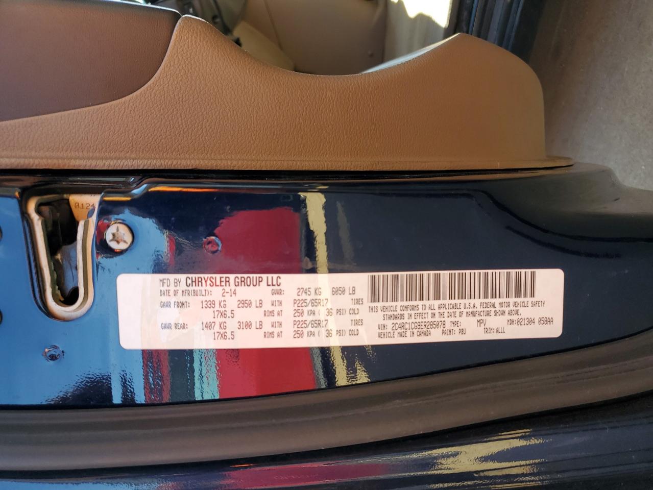 2014 Chrysler Town & Country Touring L VIN: 2C4RC1CG9ER285078 Lot: 85173115