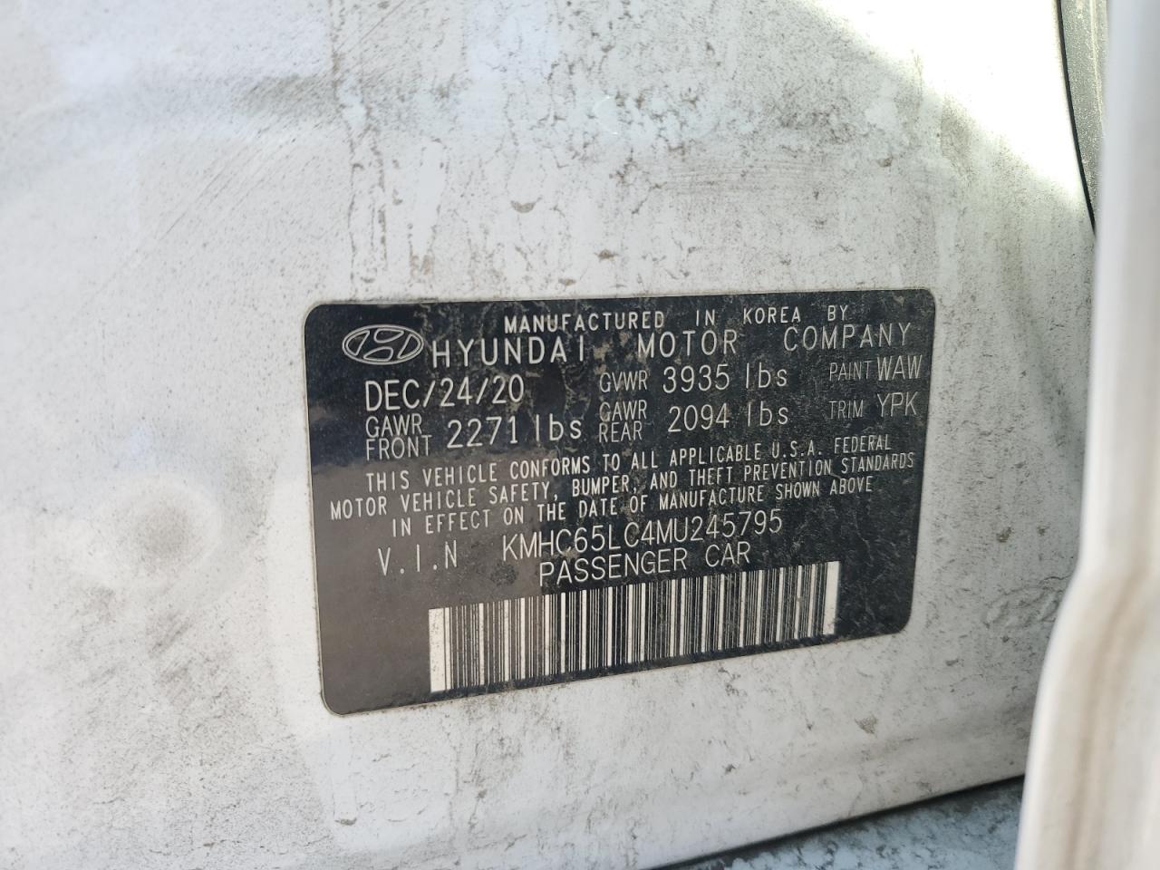 2021 Hyundai Ioniq Blue VIN: KMHC65LC4MU245795 Lot: 82703855