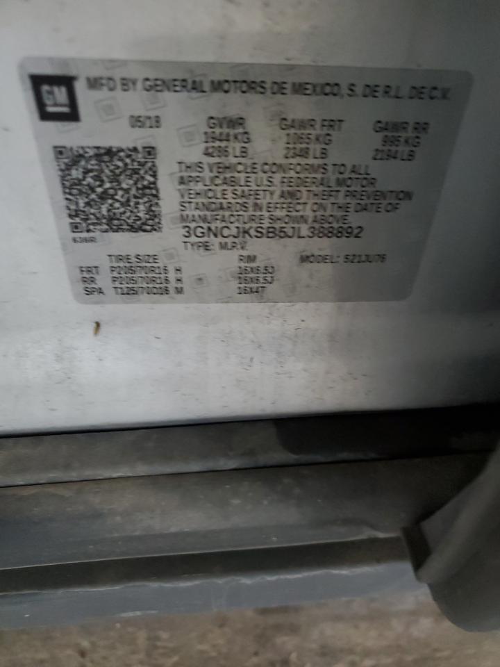 2018 Chevrolet Trax Ls VIN: 3GNCJKSB5JL388892 Lot: 82758985