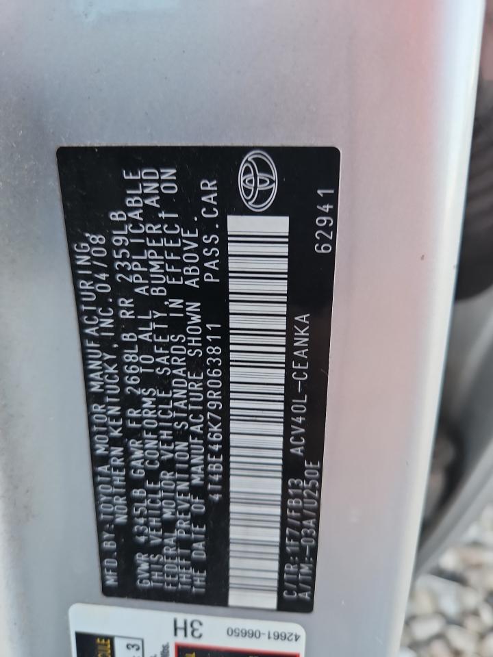 2009 Toyota Camry Base VIN: 4T4BE46K79R063811 Lot: 84768065
