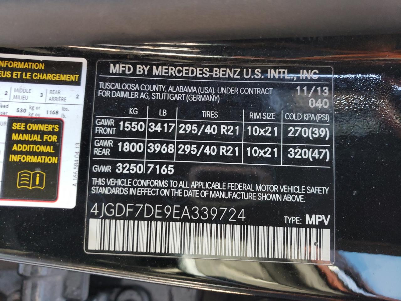 2014 Mercedes-Benz Gl 550 4Matic VIN: 4JGDF7DE9EA339724 Lot: 89471065