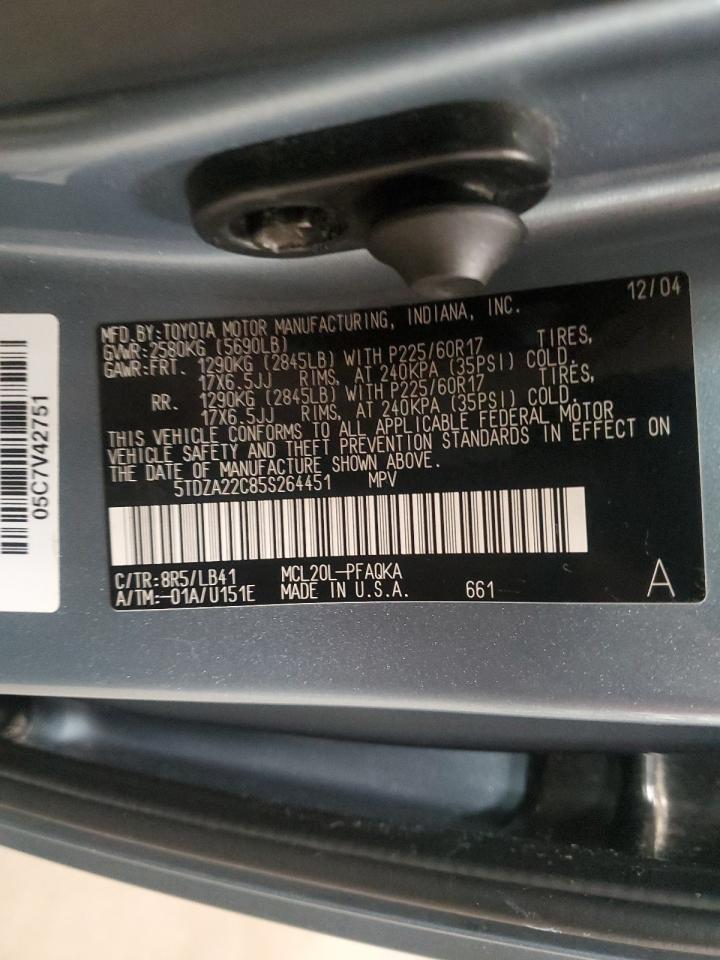 2005 Toyota Sienna Xle VIN: 5TDZA22C85S264451 Lot: 87071155