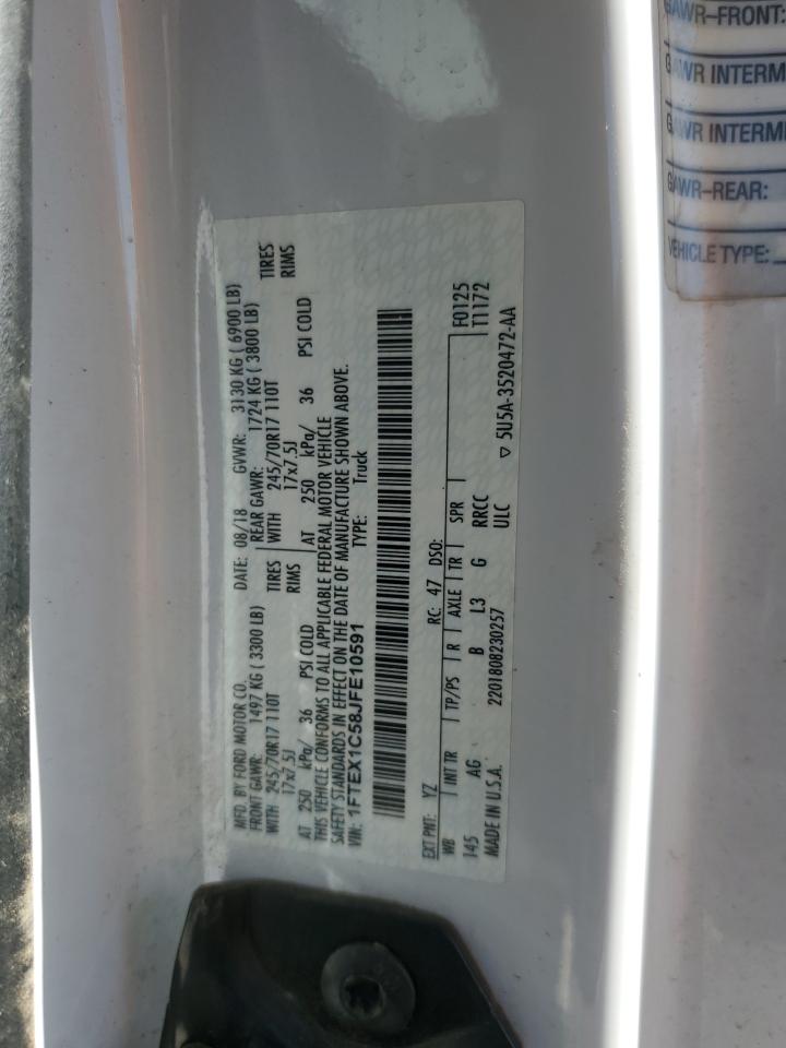 2018 Ford F150 Super Cab VIN: 1FTEX1C58JFE10591 Lot: 90547255