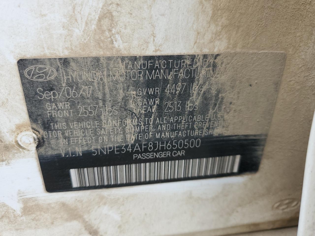 2018 Hyundai Sonata Sport VIN: 5NPE34AF8JH650500 Lot: 85868825