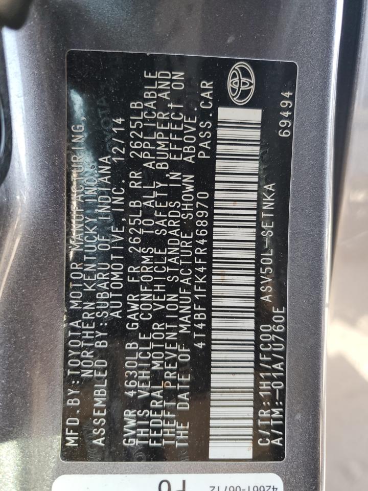 2015 Toyota Camry Le VIN: 4T4BF1FK4FR468970 Lot: 84889785