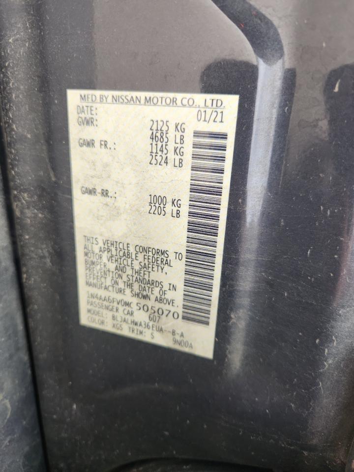 2021 Nissan Maxima Platinum VIN: 1N4AA6FV0MC505070 Lot: 82767195