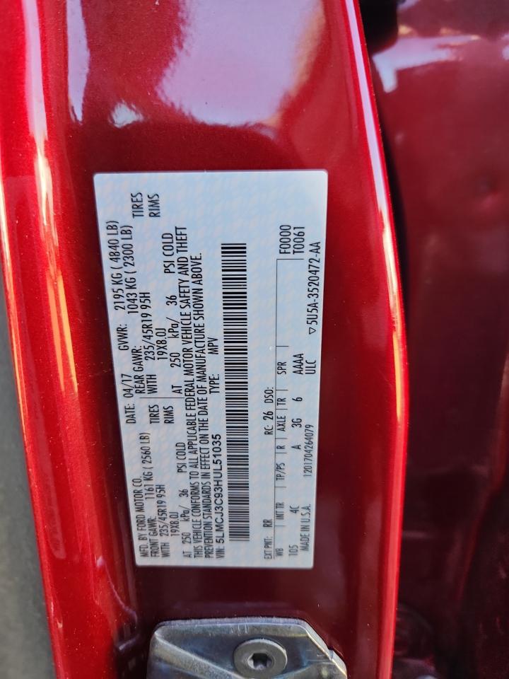 2017 Lincoln Mkc Reserve VIN: 5LMCJ3C93HUL51035 Lot: 86480675