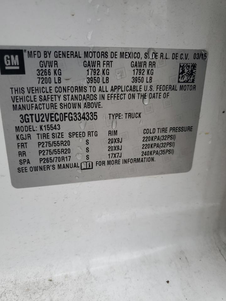 2015 GMC Sierra K1500 Slt VIN: 3GTU2VEC0FG334335 Lot: 82266885