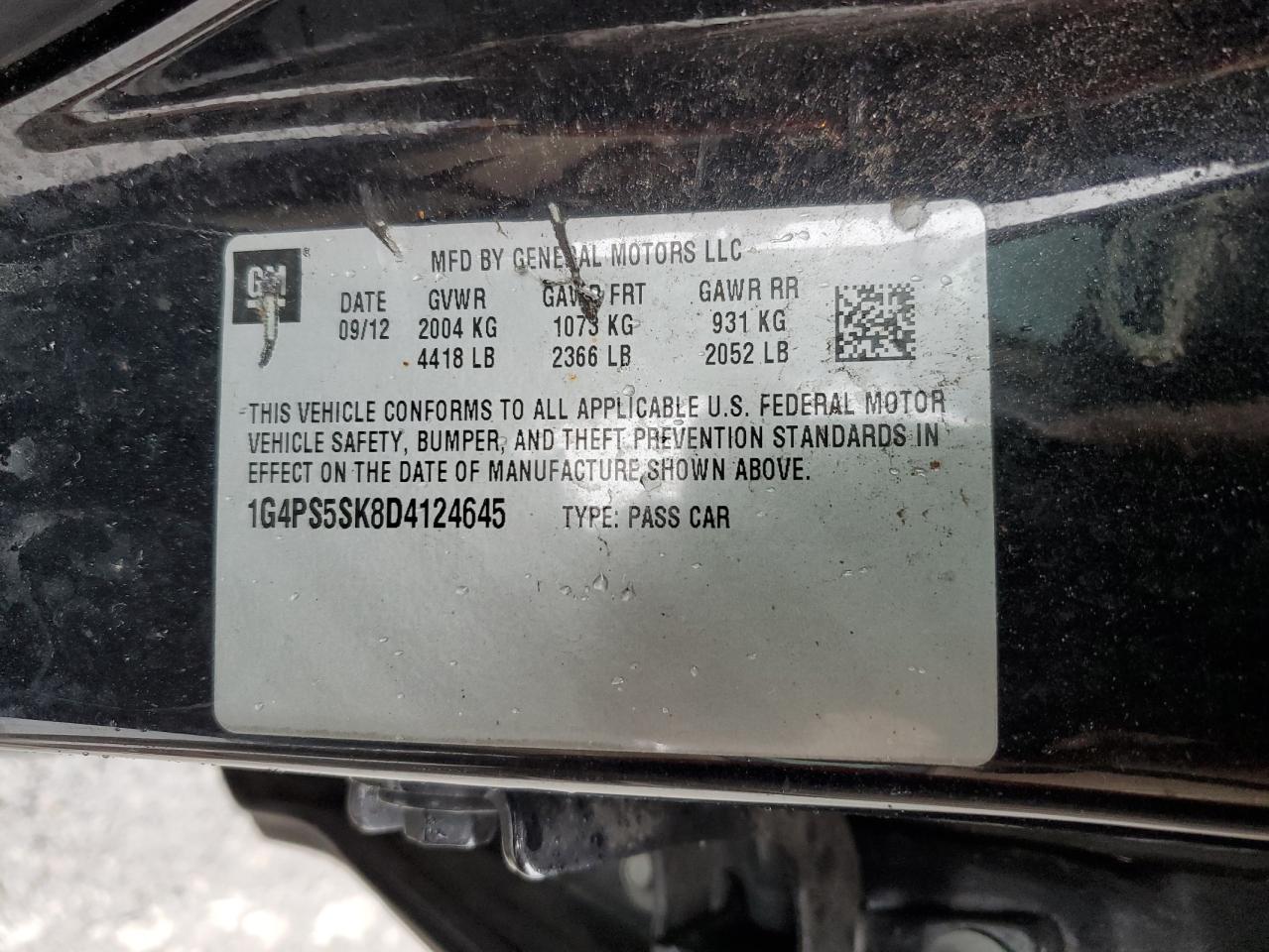 2013 Buick Verano VIN: 1G4PS5SK8D4124645 Lot: 90653925