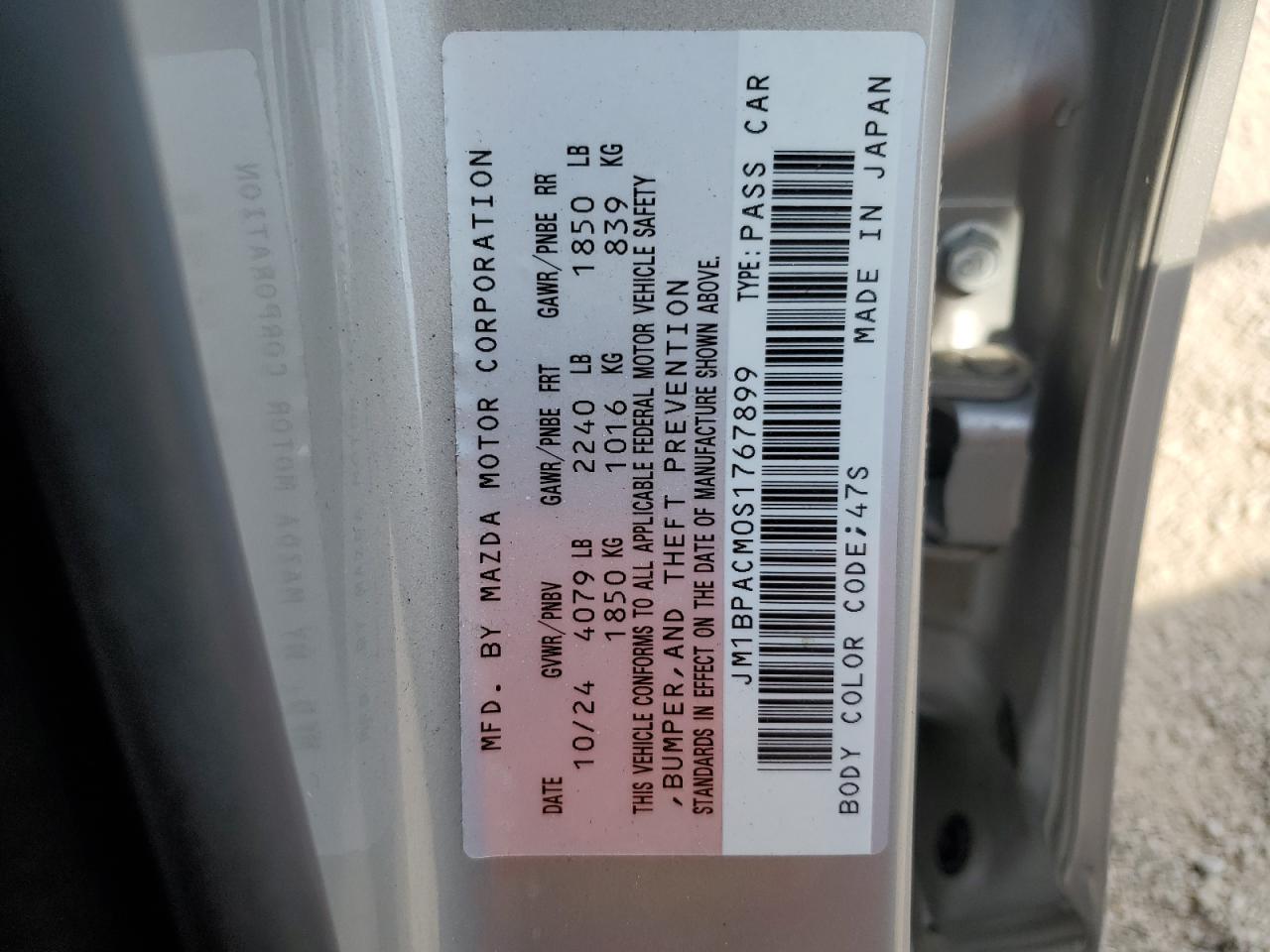 2025 Mazda 3 Preferred VIN: JM1BPACM0S1767899 Lot: 89710445