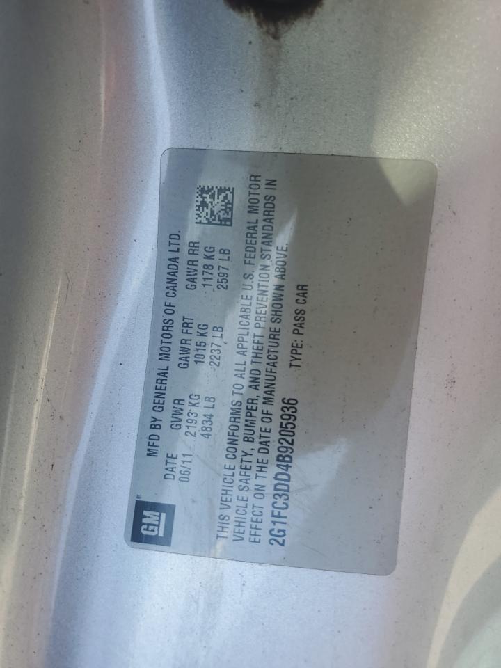 2011 Chevrolet Camaro Lt VIN: 2G1FC3DD4B9205936 Lot: 82224325