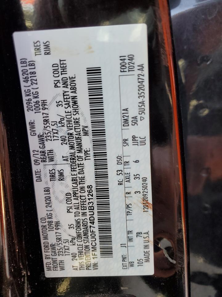 2013 Ford Escape S VIN: 1FMCU0F74DUB31268 Lot: 85915465