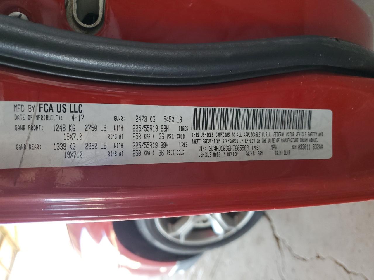 2017 Dodge Journey Crossroad VIN: 3C4PDCGG2HT605563 Lot: 87430305