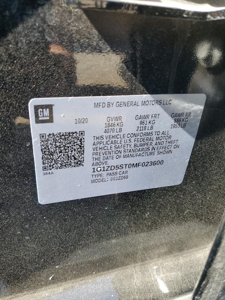 2021 Chevrolet Malibu Lt VIN: 1G1ZD5ST0MF023600 Lot: 82231075