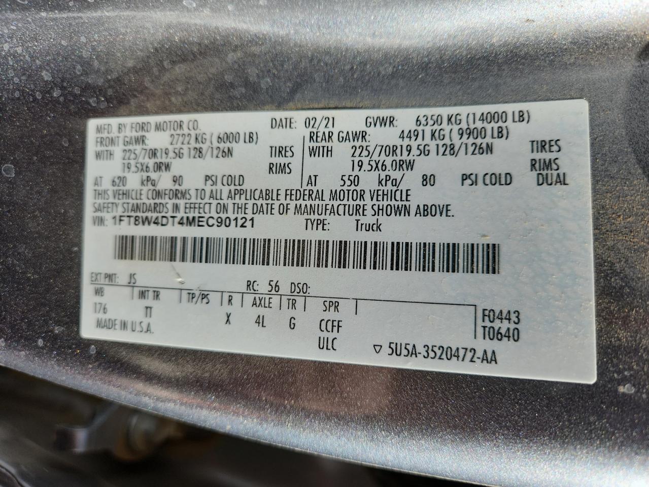 2021 Ford F450 Super Duty VIN: 1FT8W4DT4MEC90121 Lot: 70674195