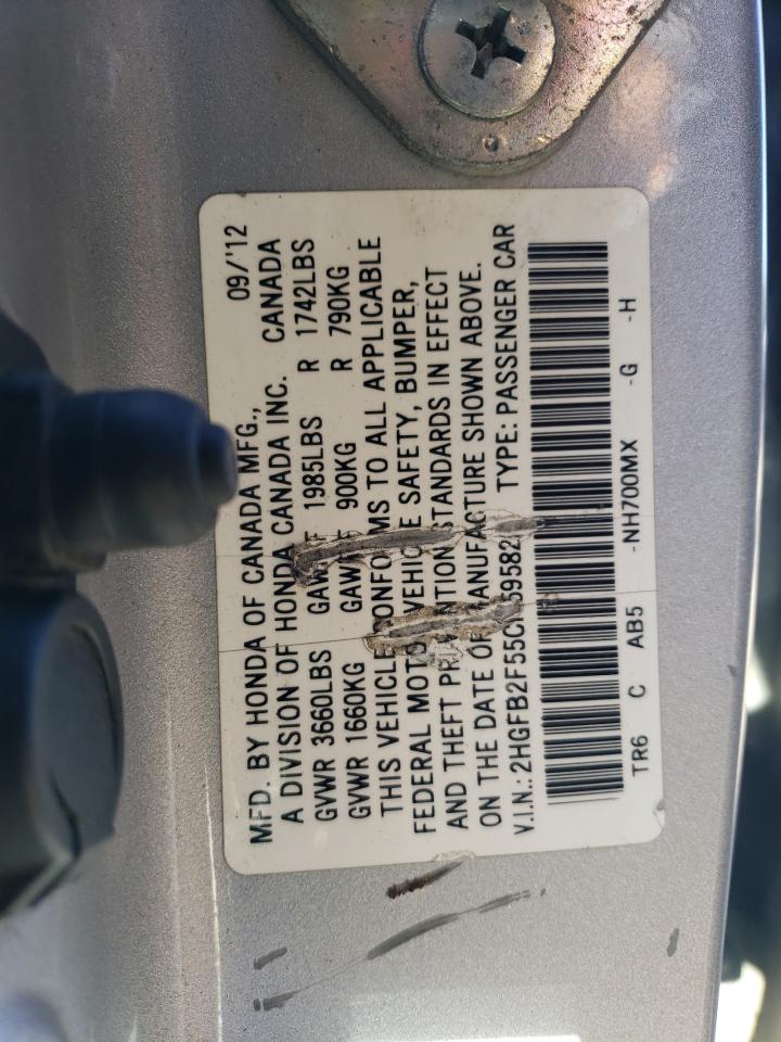 2012 Honda Civic Lx VIN: 2HGFB2F55CH595822 Lot: 87181915