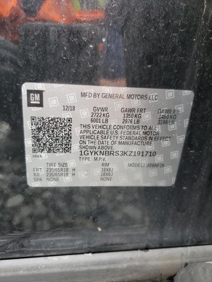 2019 Cadillac Xt5 VIN: 1GYKNBRS3KZ191710 Lot: 85543255