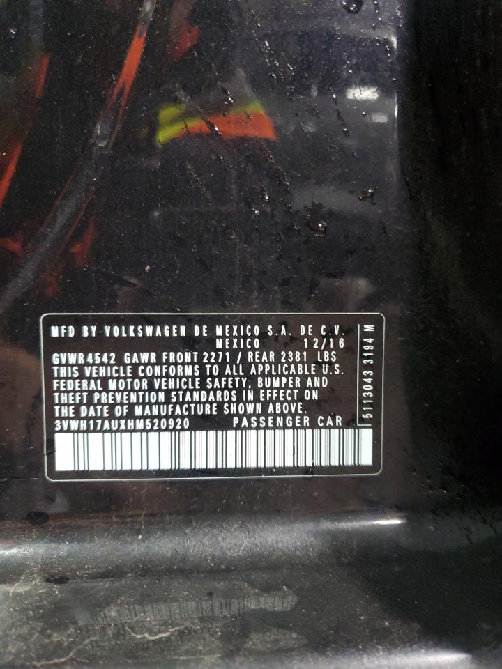 2017 Volkswagen Golf Alltrack S VIN: 3VWH17AUXHM520920 Lot: 86543845