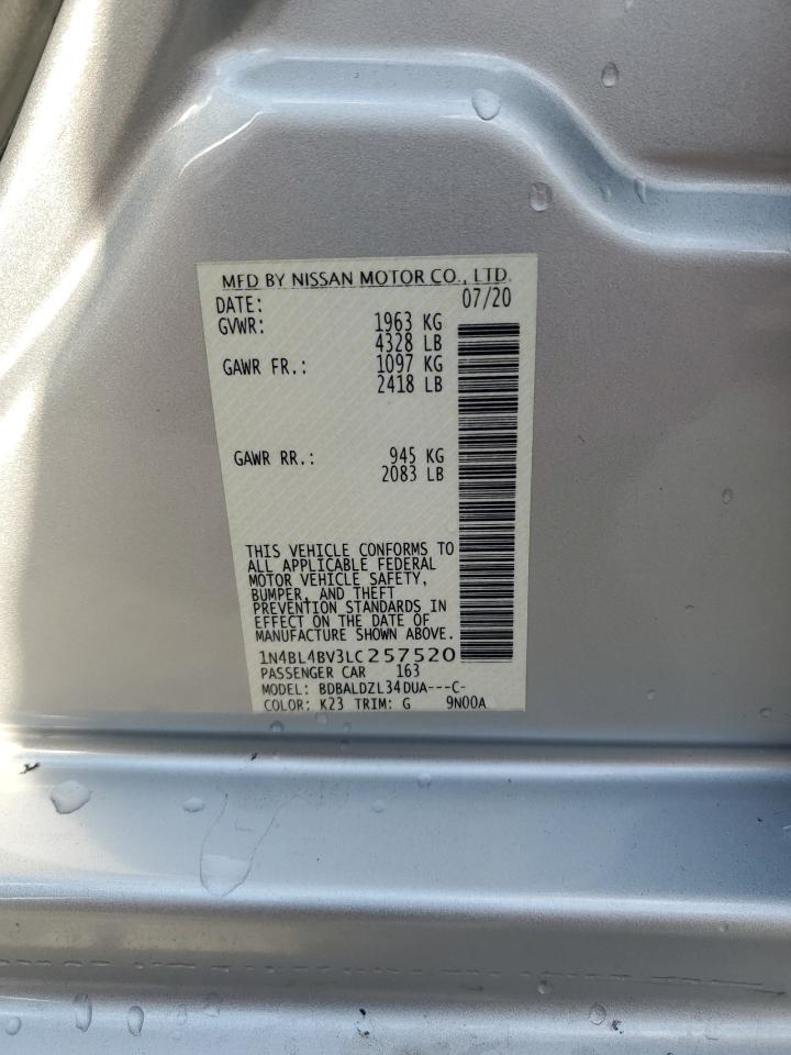 2020 Nissan Altima S VIN: 1N4BL4BV3LC257520 Lot: 84725635