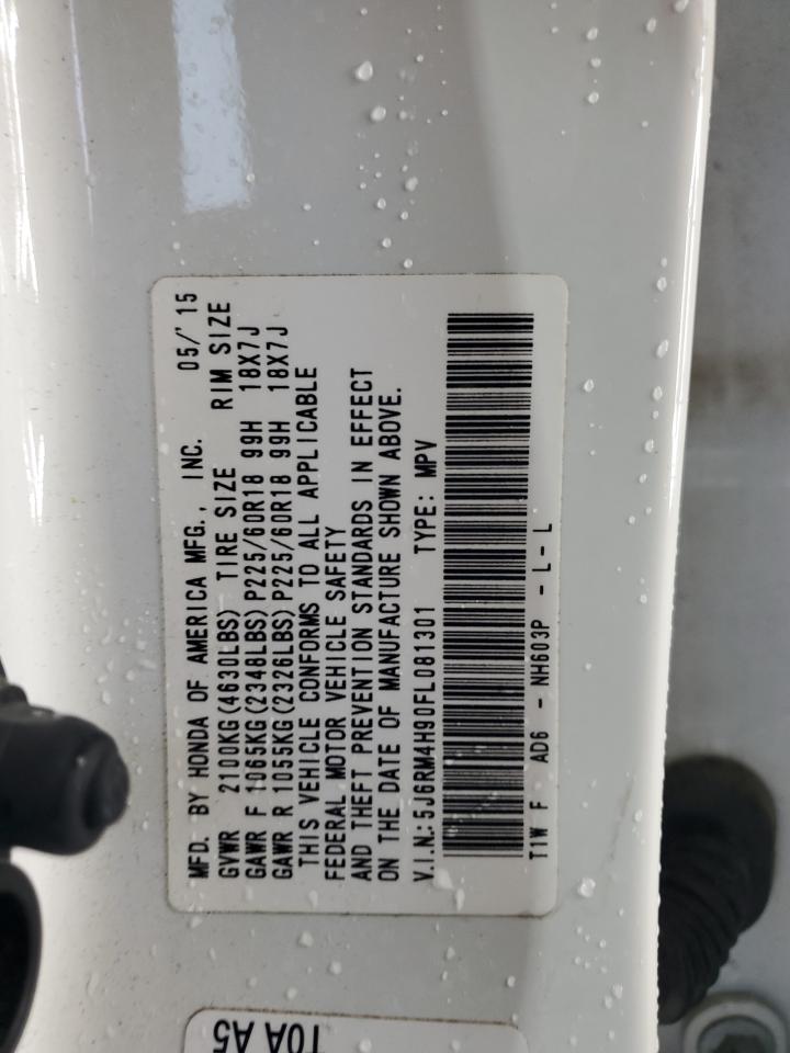 2015 Honda Cr-V Touring VIN: 5J6RM4H90FL081301 Lot: 90318195