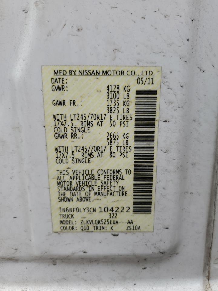 2012 Nissan Nv 2500 VIN: 1N6BF0LY3CN104222 Lot: 87203165