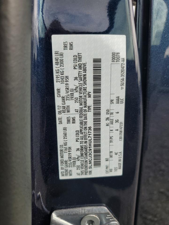 2017 Lincoln Mkc Reserve VIN: 5LMCJ3C91HUL71736 Lot: 84546405