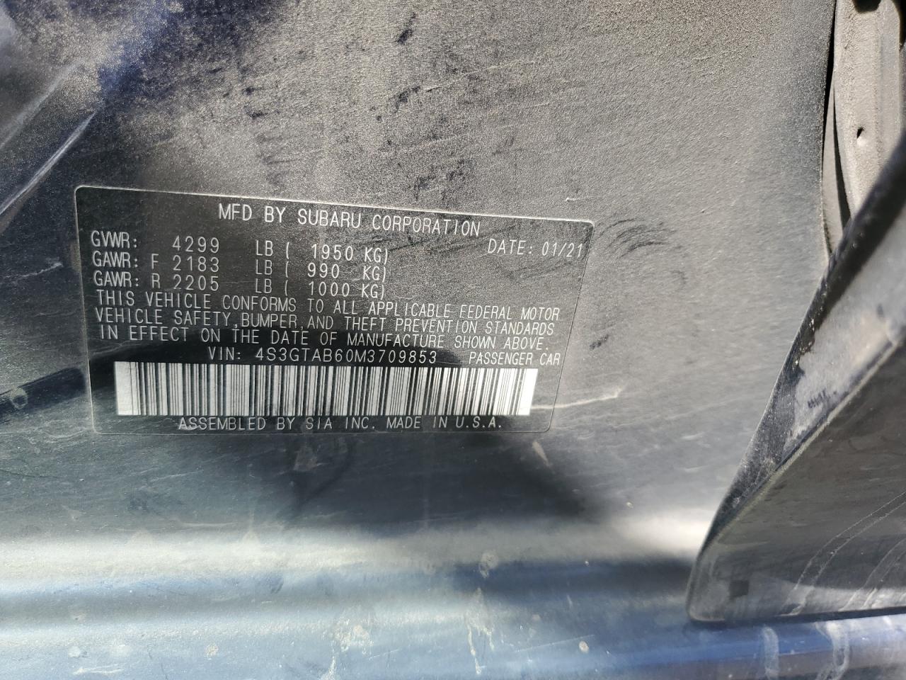 2021 Subaru Impreza VIN: 4S3GTAB60M3709853 Lot: 84992515