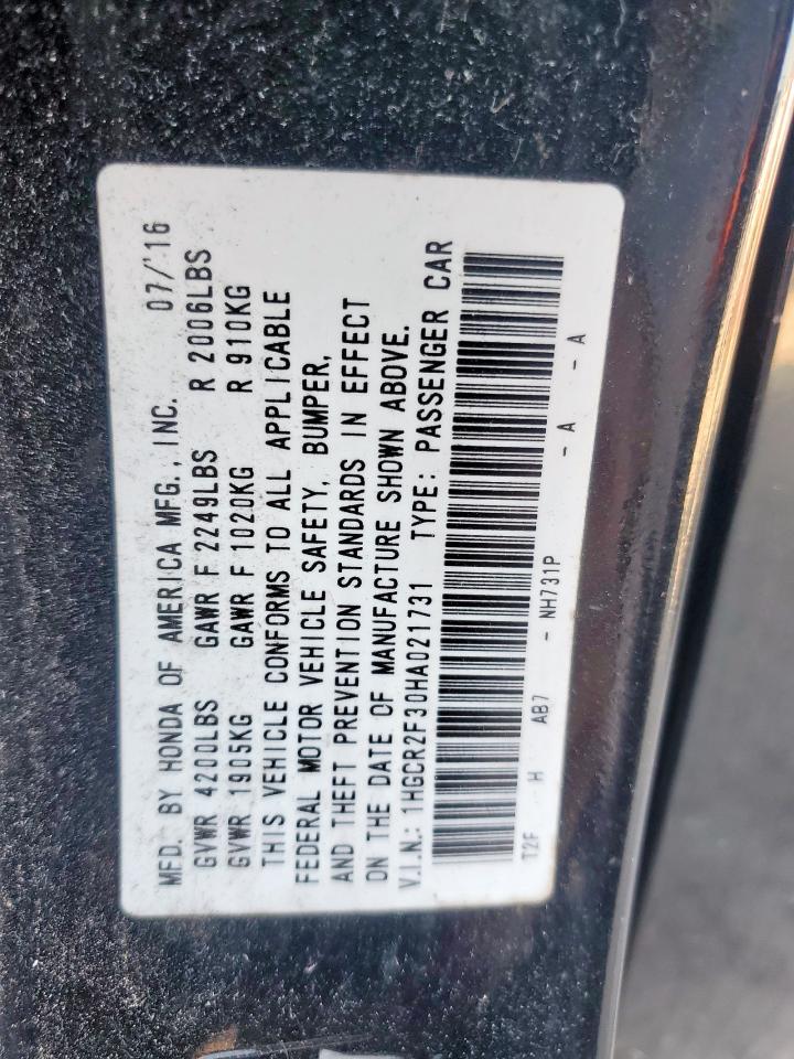 2017 Honda Accord Lx VIN: 1HGCR2F30HA021731 Lot: 85089745