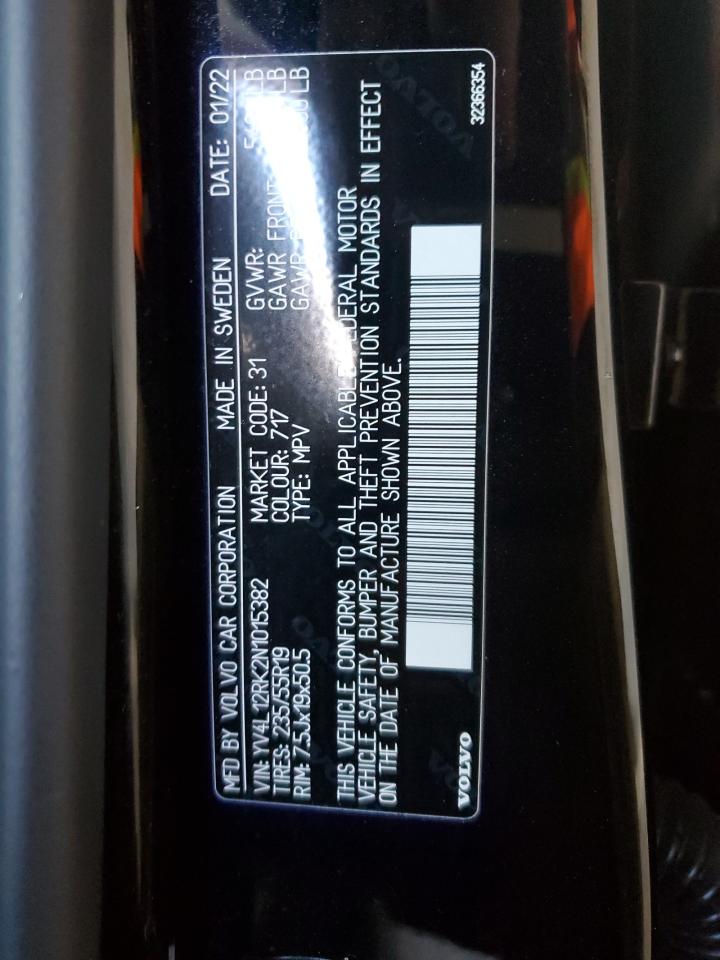 2022 Volvo Xc60 B5 Momentum VIN: YV4L12RK2N1015382 Lot: 86687725