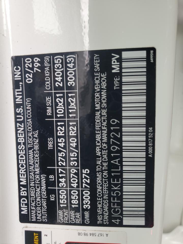 2020 Mercedes-Benz Gls 450 4Matic VIN: 4JGFF5KE1LA197219 Lot: 90423655