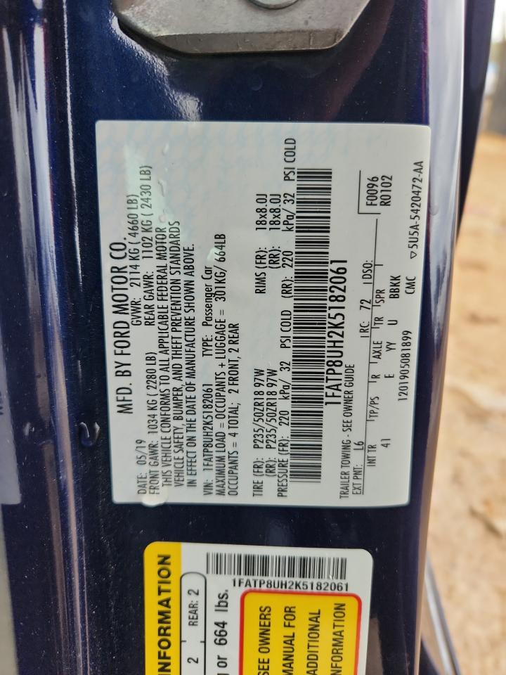 2019 Ford Mustang VIN: 1FATP8UH2K5182061 Lot: 90094995