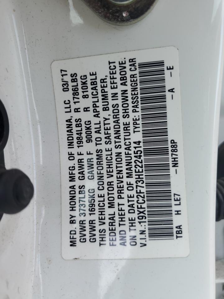2017 Honda Civic Ex VIN: 19XFC2F73HE224514 Lot: 85562085