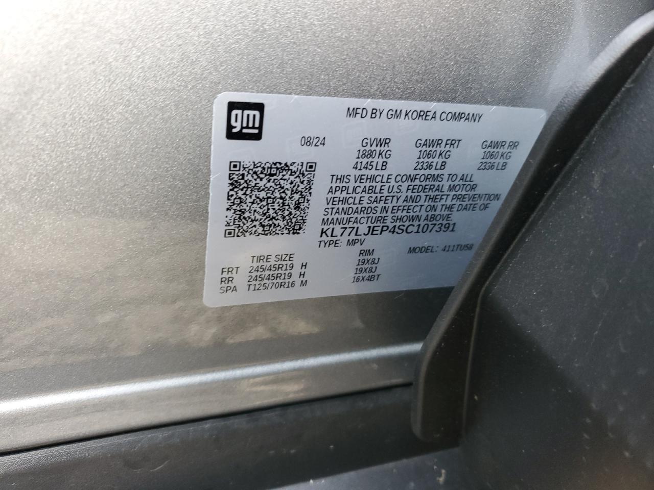 2025 Chevrolet Trax 2Rs VIN: KL77LJEP4SC107391 Lot: 90489955