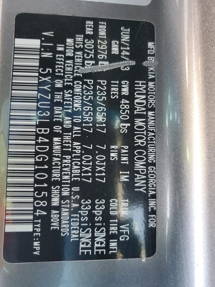 2013 Hyundai Santa Fe Sport VIN: 5XYZU3LB4DG101584 Lot: 83998615