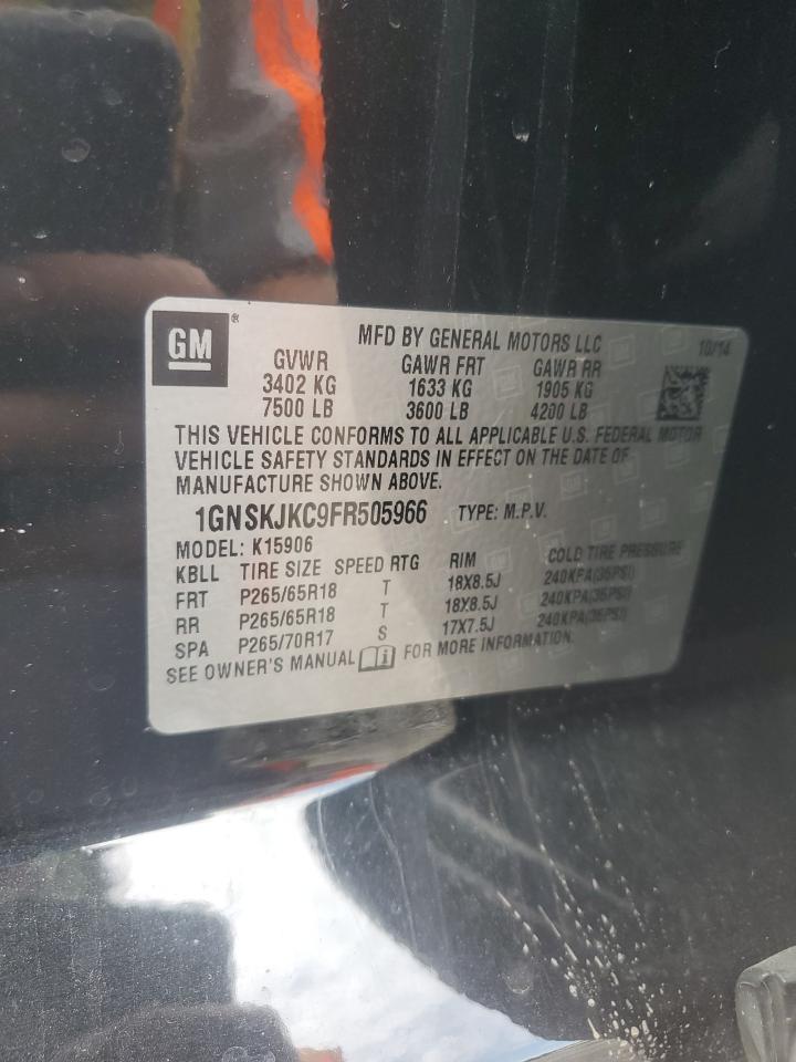 2015 Chevrolet Suburban K1500 Lt VIN: 1GNSKJKC9FR505966 Lot: 81973265