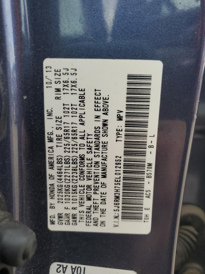 2014 Honda Cr-V Exl VIN: 5J6RM3H75EL012952 Lot: 90140345