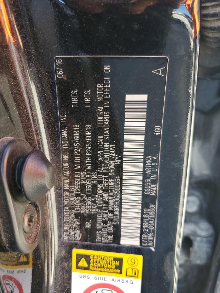 2016 Toyota Highlander Xle VIN: 5TDJKRFH3GS500564 Lot: 85080755