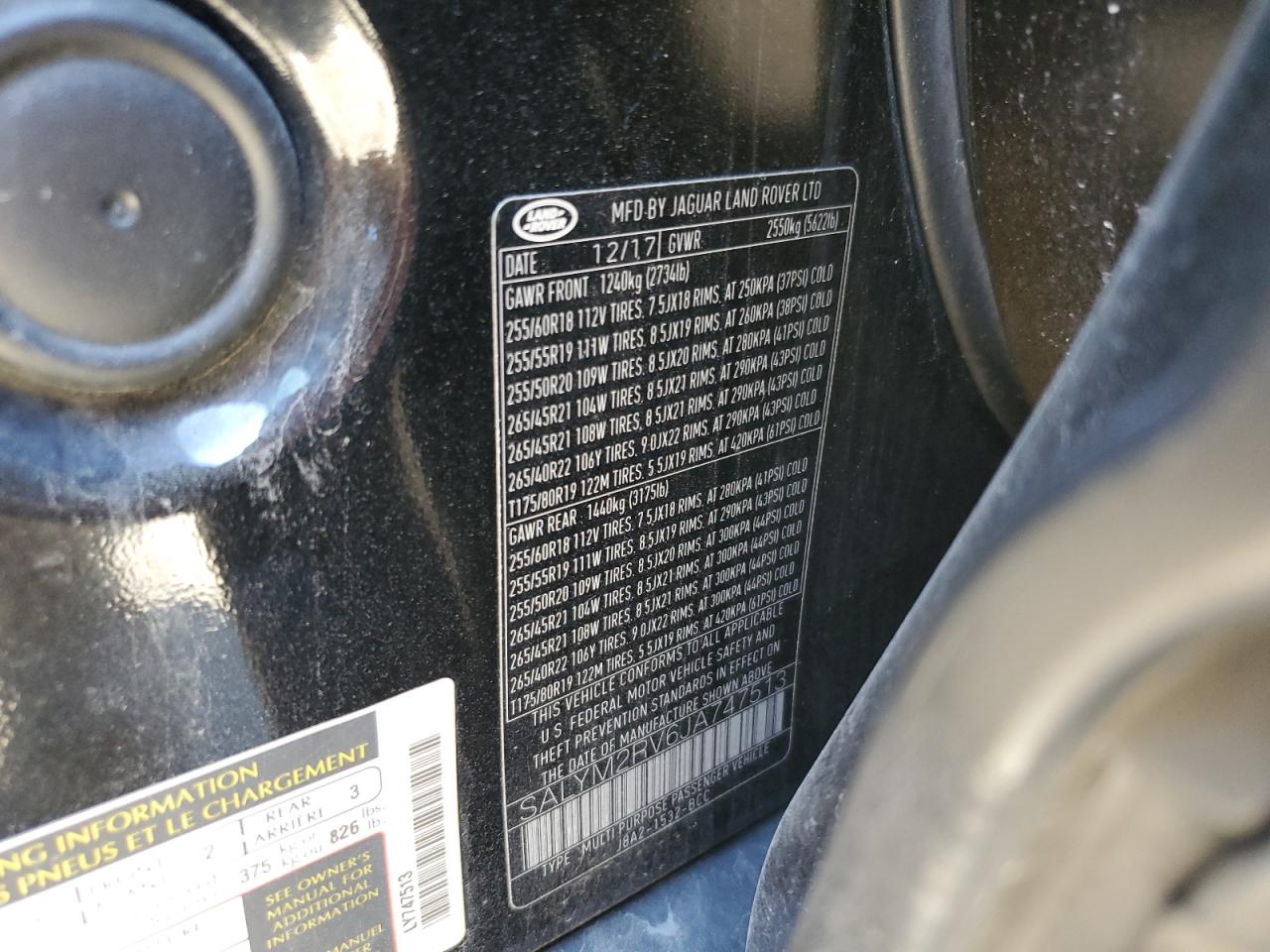 2018 Land Rover Range Rover Velar R-Dynamic Hse VIN: SALYM2RV6JA747513 Lot: 87273265