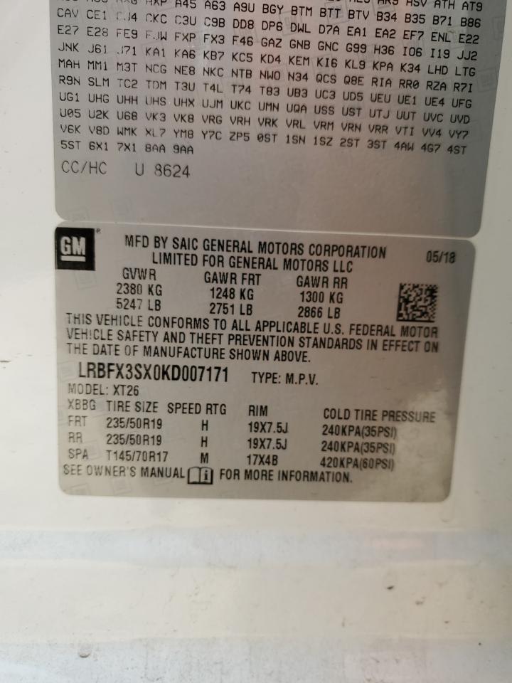 2019 Buick Envision Premium VIN: LRBFX3SX0KD007171 Lot: 84611935