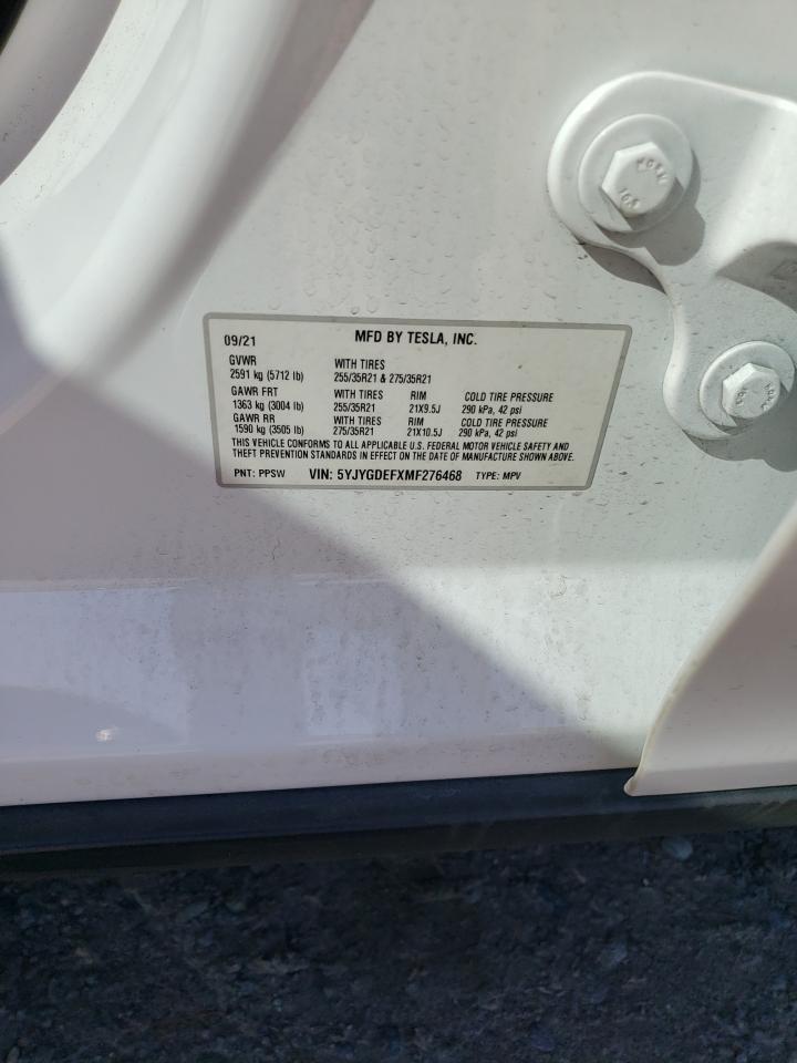 2021 Tesla Model Y VIN: 5YJYGDEFXMF276468 Lot: 84986065