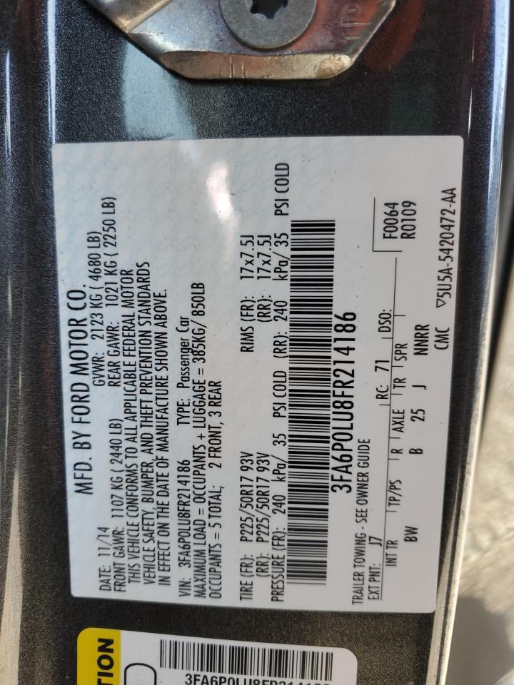 2015 Ford Fusion Se Hybrid VIN: 3FA6P0LU8FR214186 Lot: 90095625