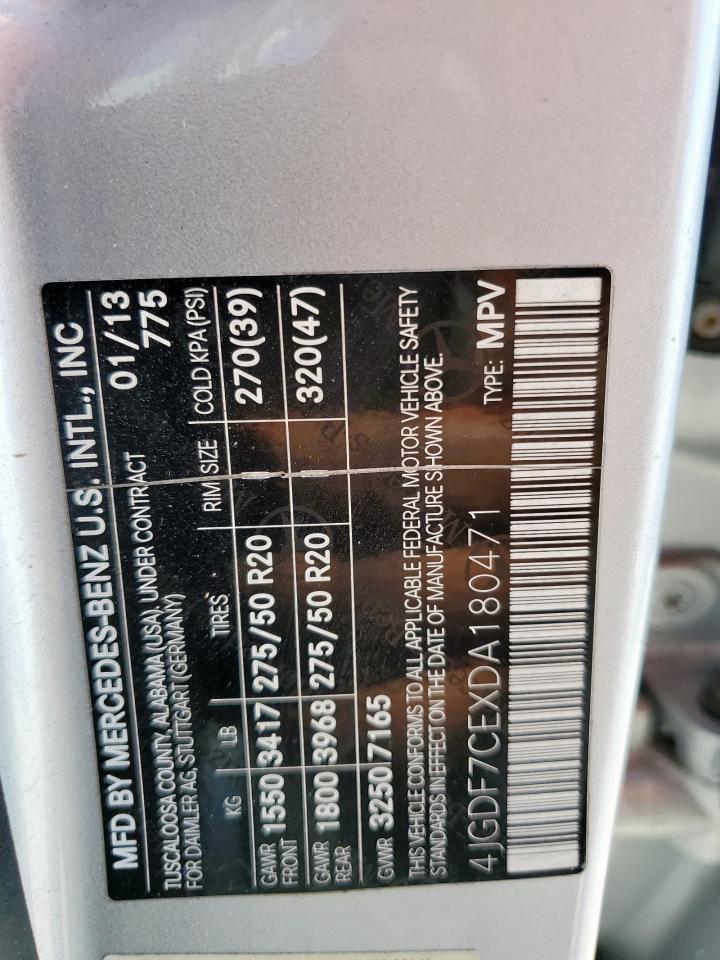 2013 Mercedes-Benz Gl 450 4Matic VIN: 4JGDF7CEXDA180471 Lot: 85574415