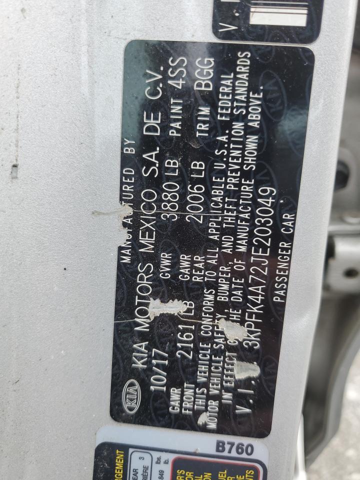 2018 Kia Forte Lx VIN: 3KPFK4A72JE203049 Lot: 90400305