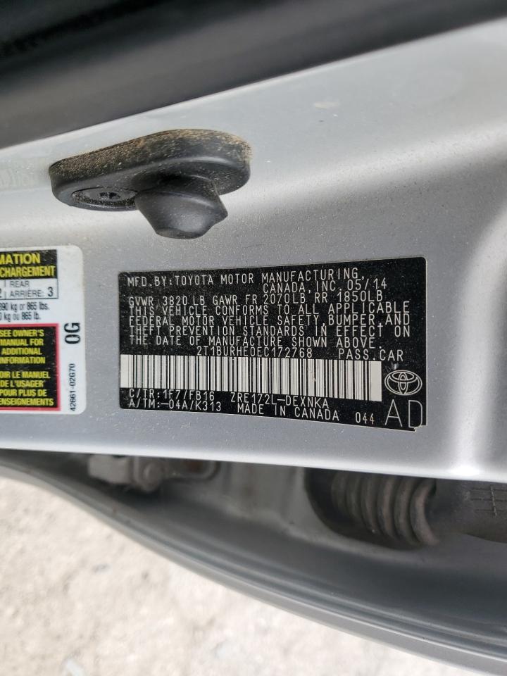2014 Toyota Corolla L VIN: 2T1BURHE0EC172768 Lot: 86076465
