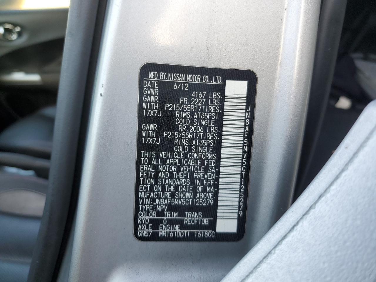 2012 Nissan Juke S VIN: JN8AF5MV5CT125279 Lot: 84062975