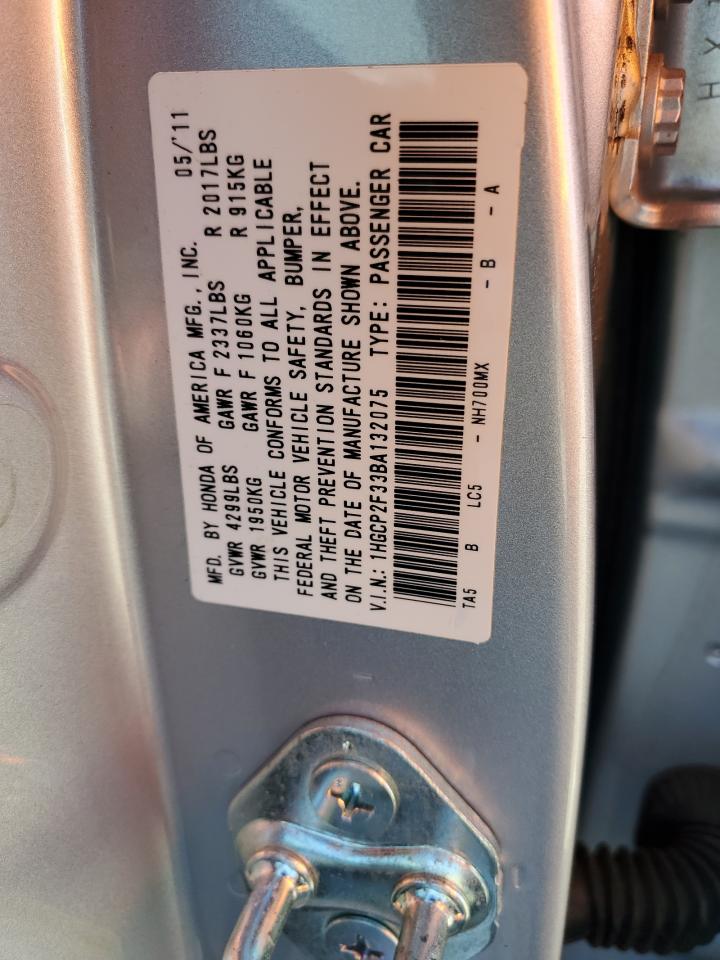 2011 Honda Accord Lx VIN: 1HGCP2F33BA132075 Lot: 85561985